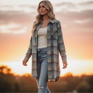 Susan Graver Weekend Size Small Tunic Printed Soft Jersey Button Front Duster